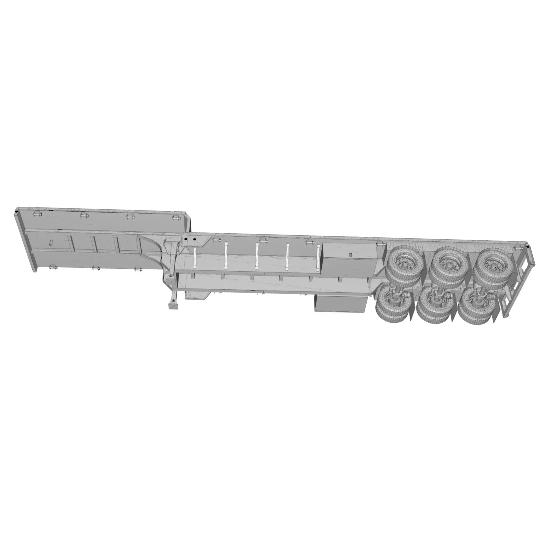 53-Foot Stepdeck Trailer 3D Model – Realistic Vehicle Asset, FBX, OBJ - View 36