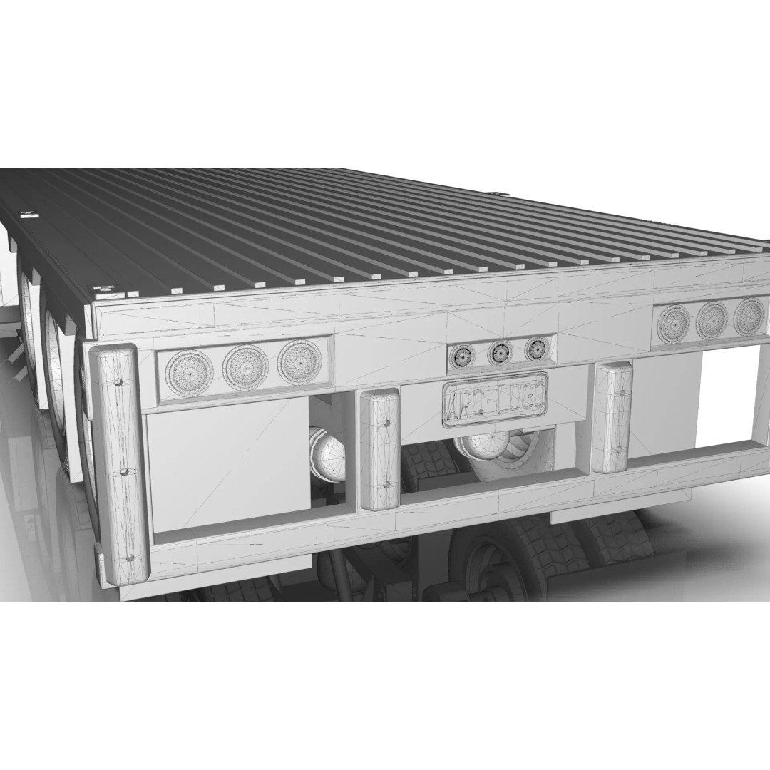53-Foot Stepdeck Trailer 3D Model – Realistic Vehicle Asset, FBX, OBJ - View 37