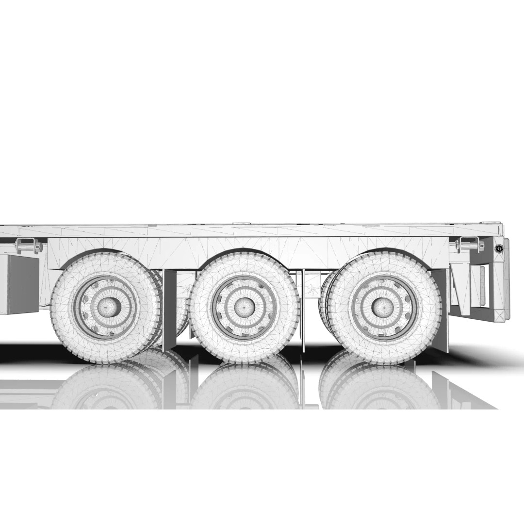 53-Foot Stepdeck Trailer 3D Model – Realistic Vehicle Asset, FBX, OBJ - View 38