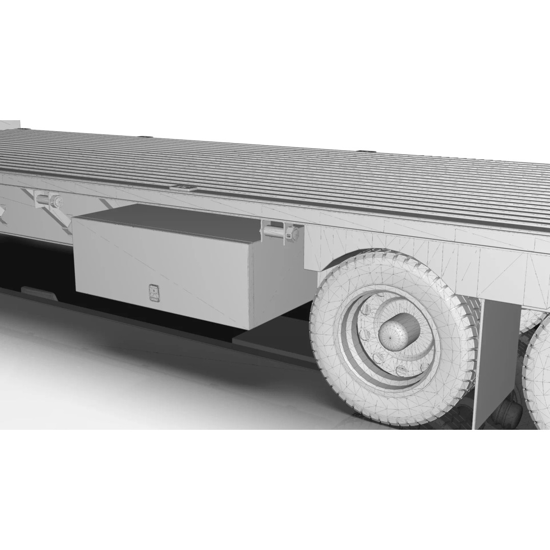 53-Foot Stepdeck Trailer 3D Model – Realistic Vehicle Asset, FBX, OBJ - View 39