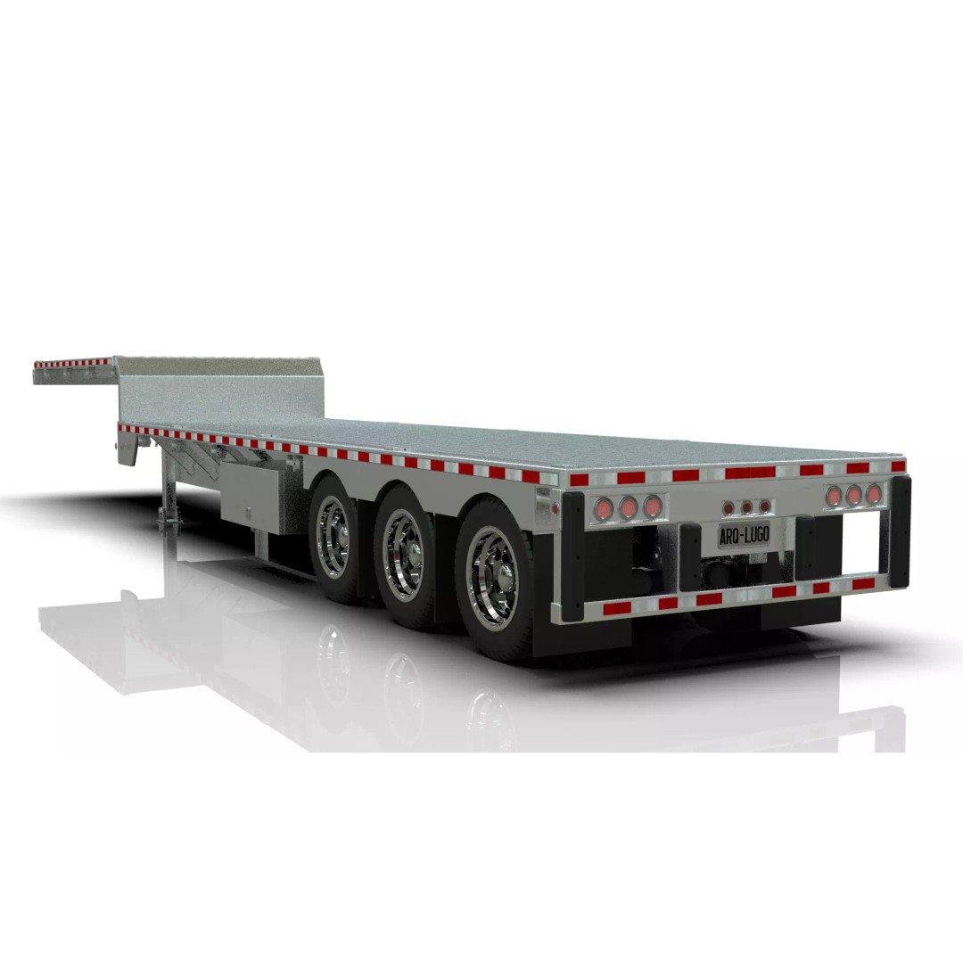 53-Foot Stepdeck Trailer 3D Model – Realistic Vehicle Asset, FBX, OBJ - View 4