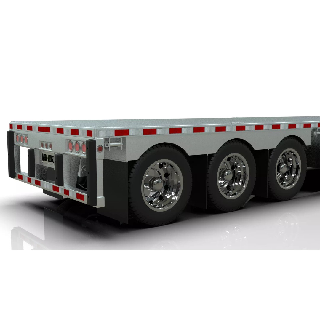 53-Foot Stepdeck Trailer 3D Model – Realistic Vehicle Asset, FBX, OBJ - View 6