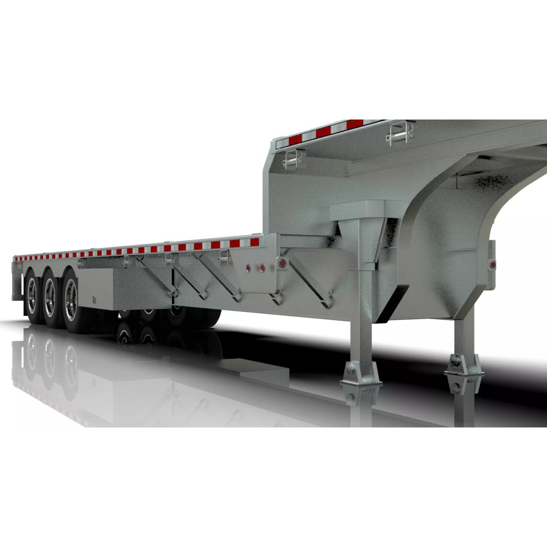53-Foot Stepdeck Trailer 3D Model – Realistic Vehicle Asset, FBX, OBJ - View 7