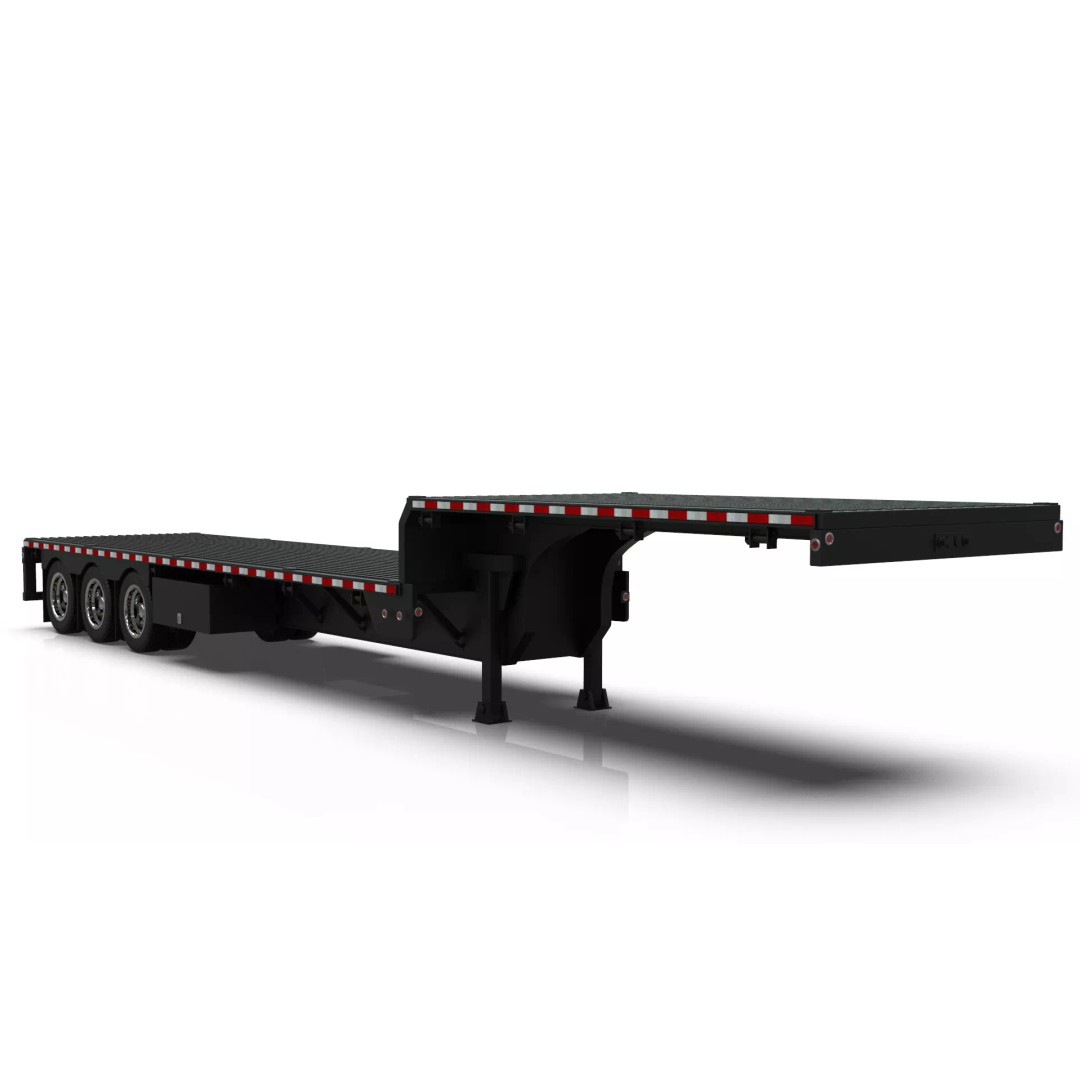 53-Foot Stepdeck Trailer 3D Model – Realistic Vehicle Asset, FBX, OBJ - View 9