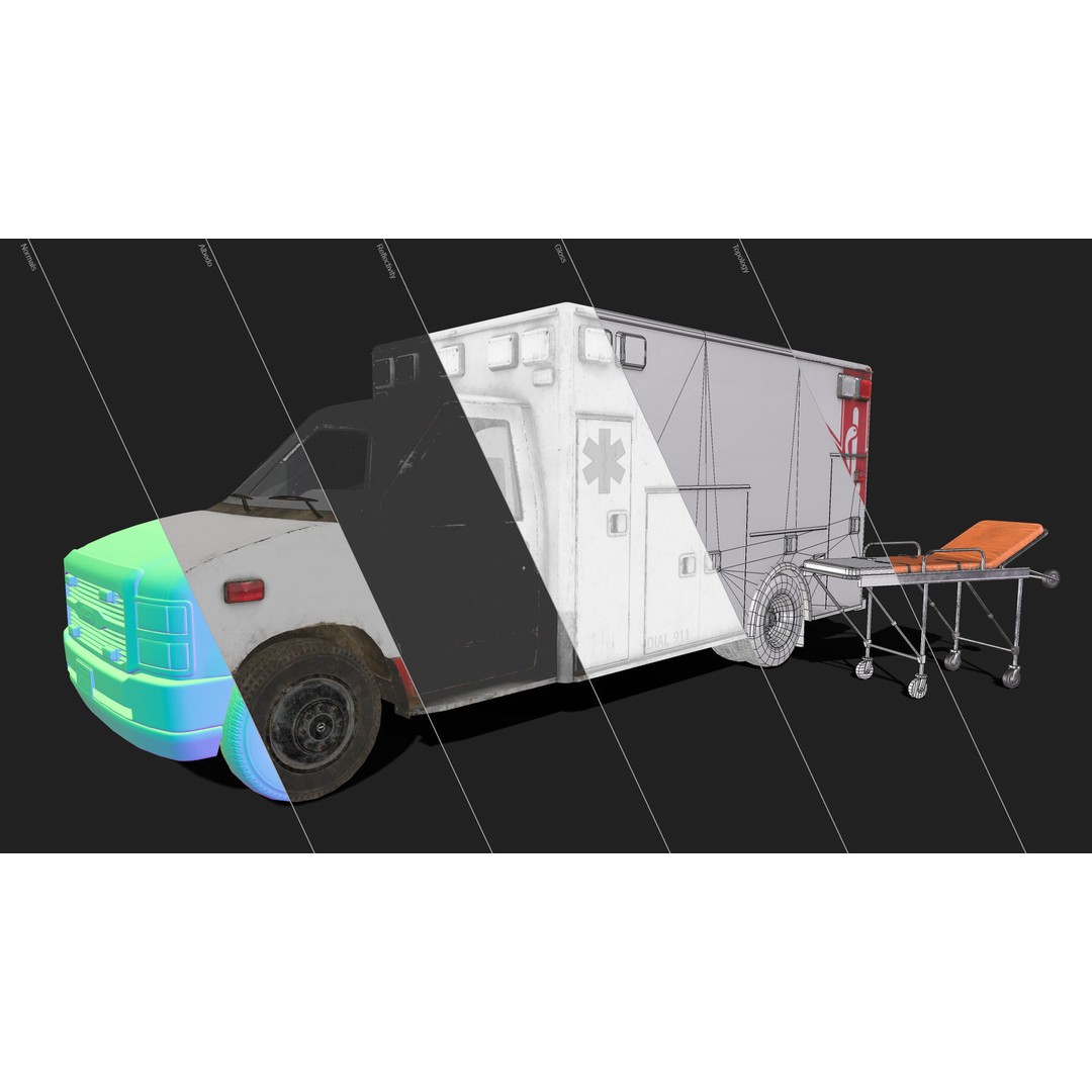 Ambulance 3D Model – Low Poly Game Ready Vehicle with Interior