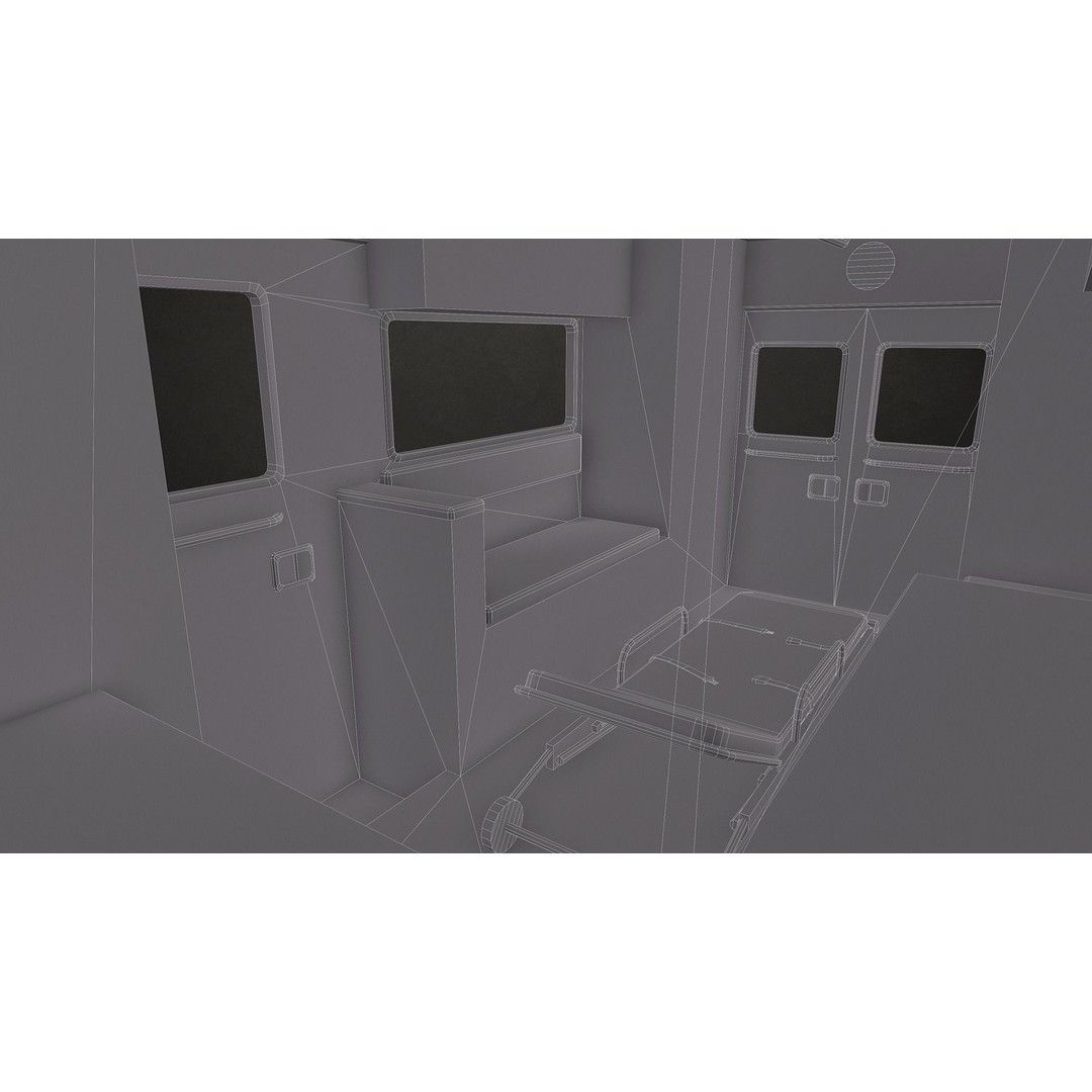 Ambulance 3D Model – Low Poly Game Ready Vehicle with Interior - View 21