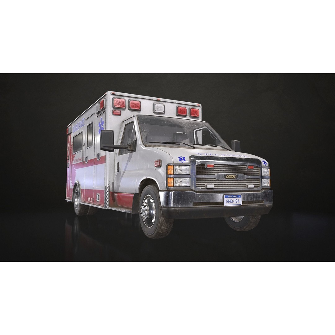Ambulance 3D Model – Low Poly Game Ready Vehicle with Interior - View 5