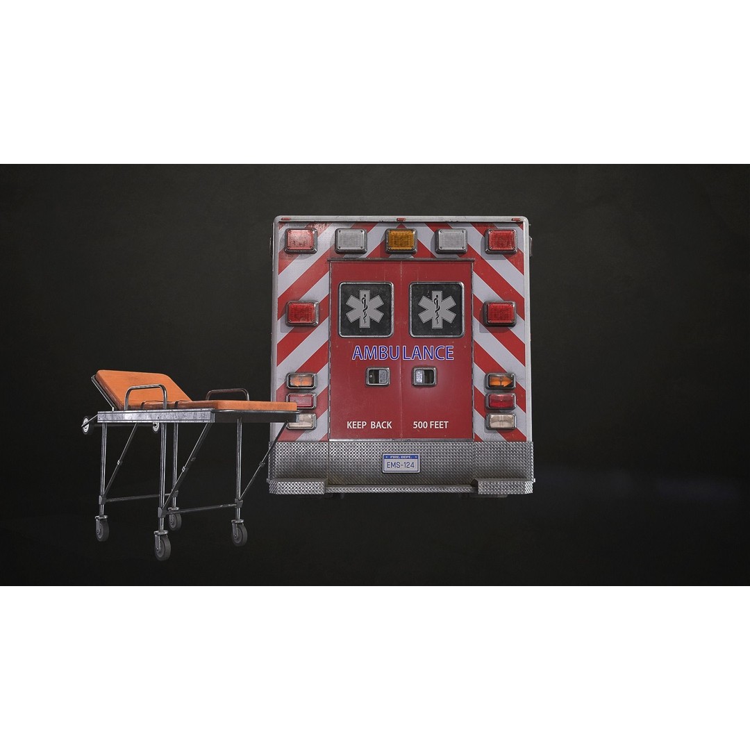 Ambulance 3D Model – Low Poly Game Ready Vehicle with Interior - View 6