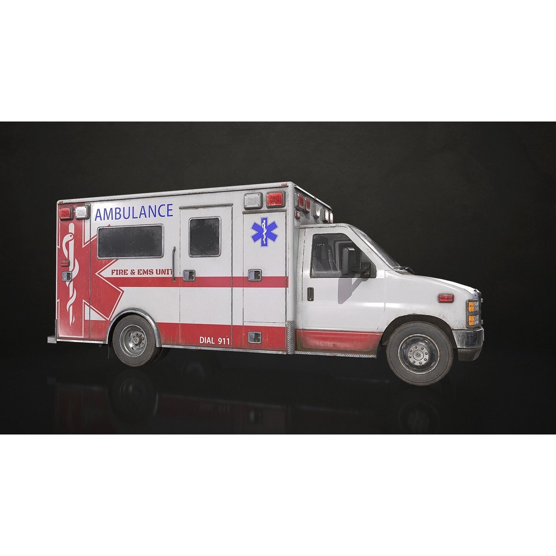 Ambulance 3D Model – Low Poly Game Ready Vehicle with Interior - View 7
