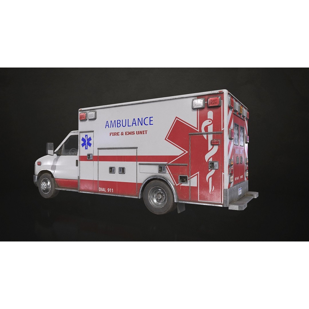 Ambulance 3D Model – Low Poly Game Ready Vehicle with Interior - View 8