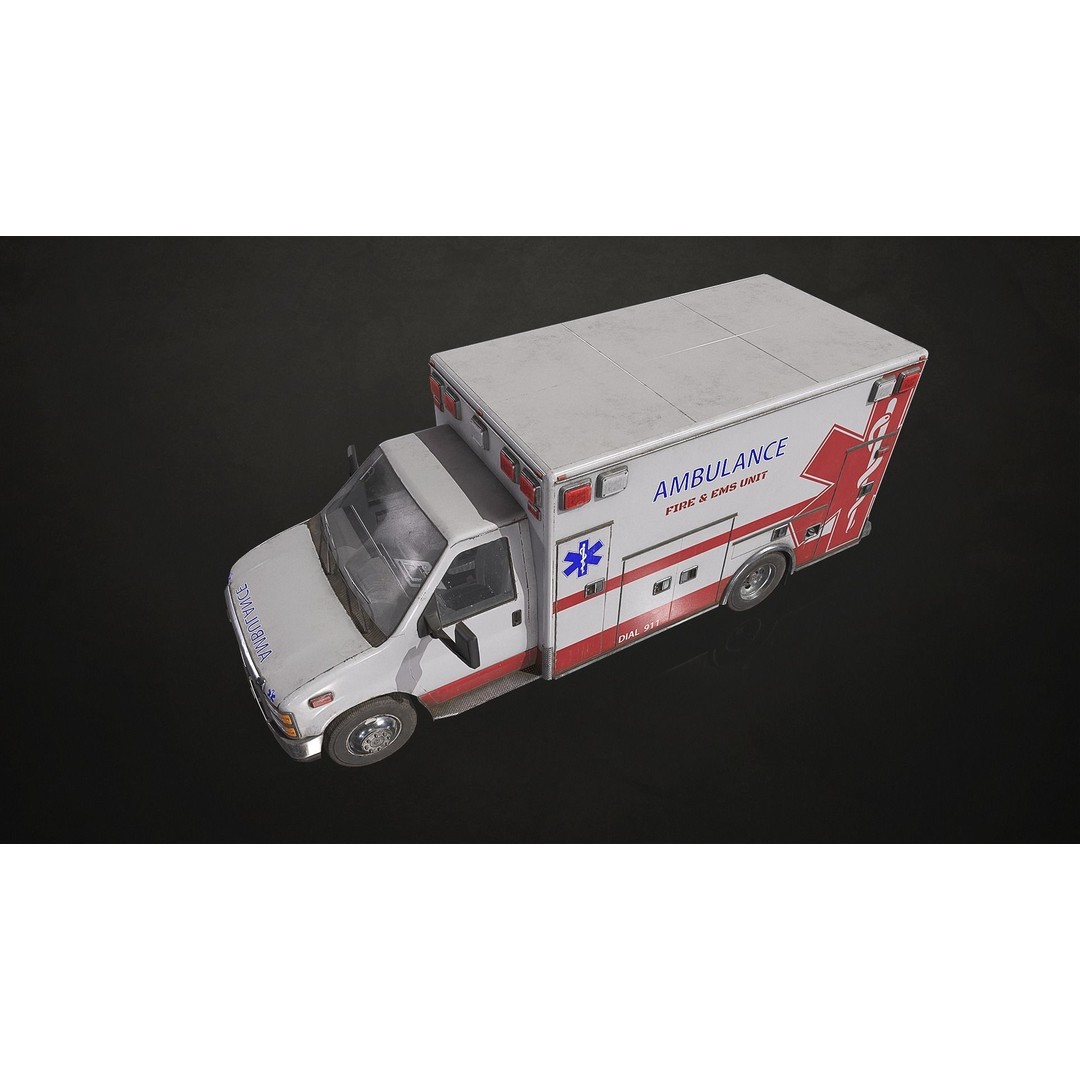 Ambulance 3D Model – Low Poly Game Ready Vehicle with Interior - View 9