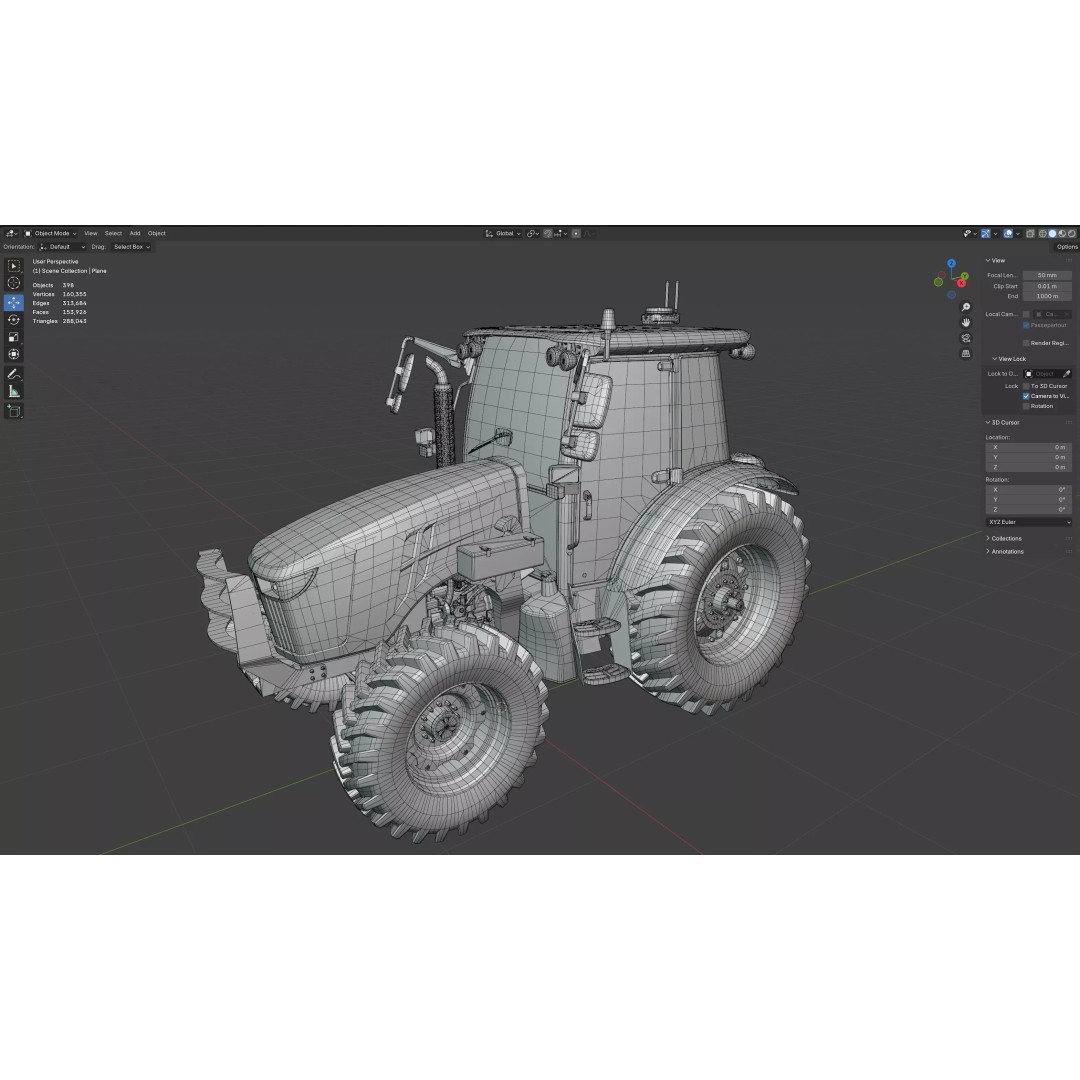 John Deere 5130M Tractor 3D Model – Low Poly PBR Game Asset, FBX, Blender
