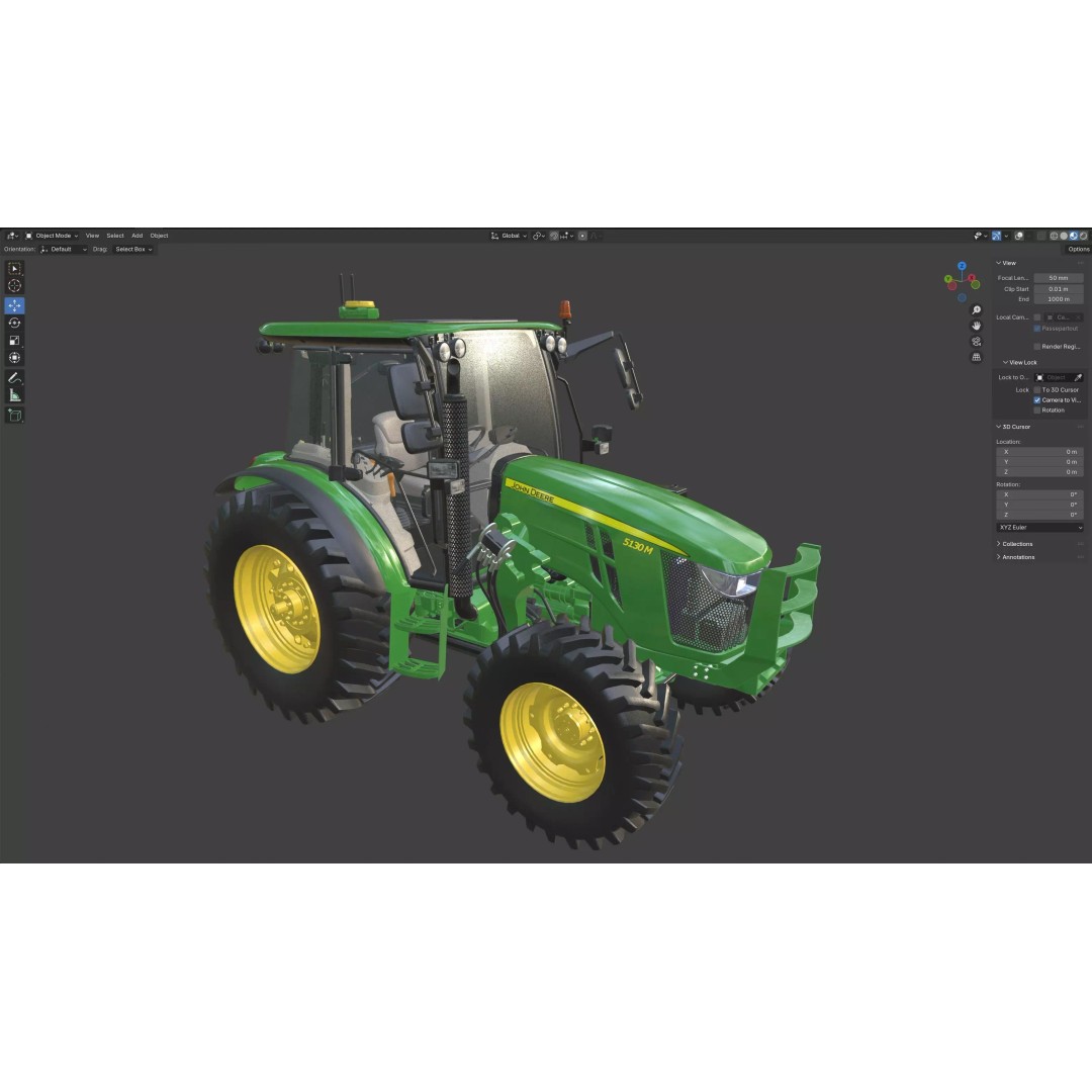 John Deere 5130M Tractor 3D Model – Low Poly PBR Game Asset, FBX, Blender - View 12