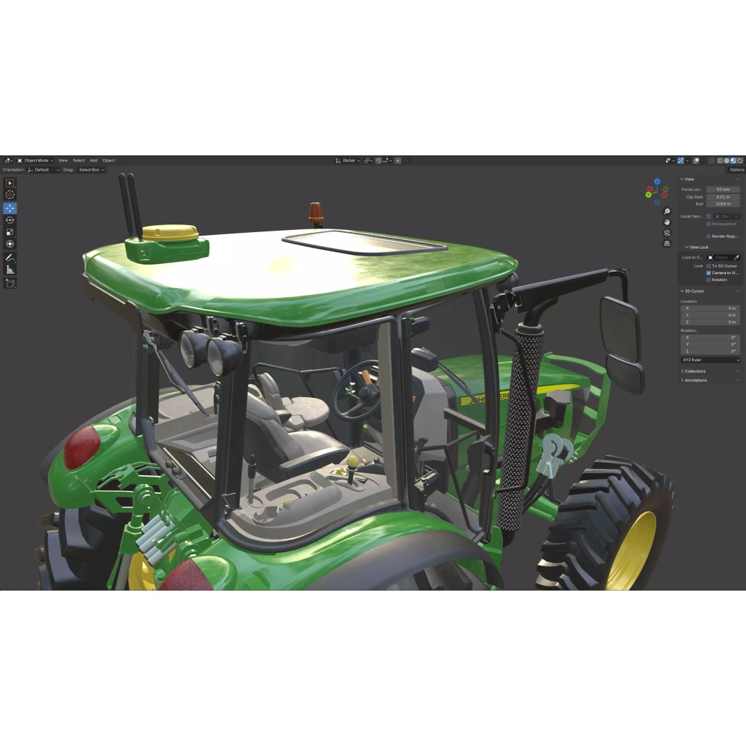 John Deere 5130M Tractor 3D Model – Low Poly PBR Game Asset, FBX, Blender - View 13