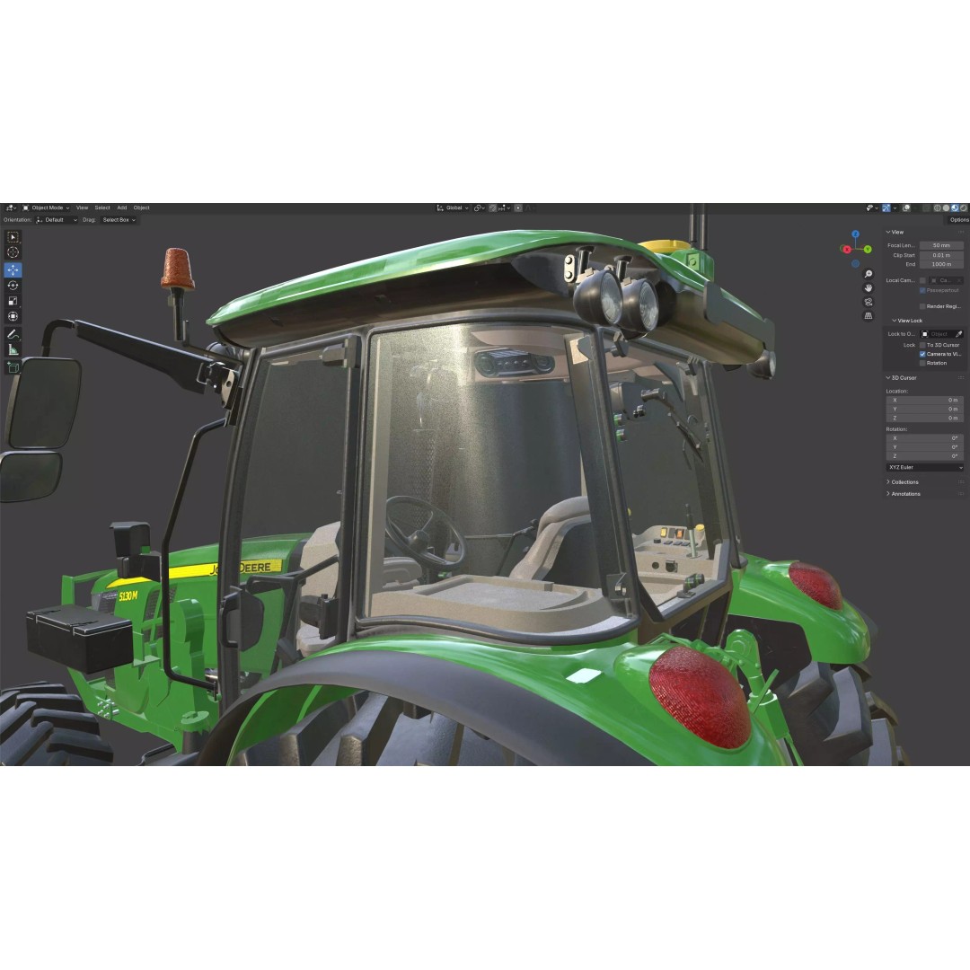 John Deere 5130M Tractor 3D Model – Low Poly PBR Game Asset, FBX, Blender - View 14