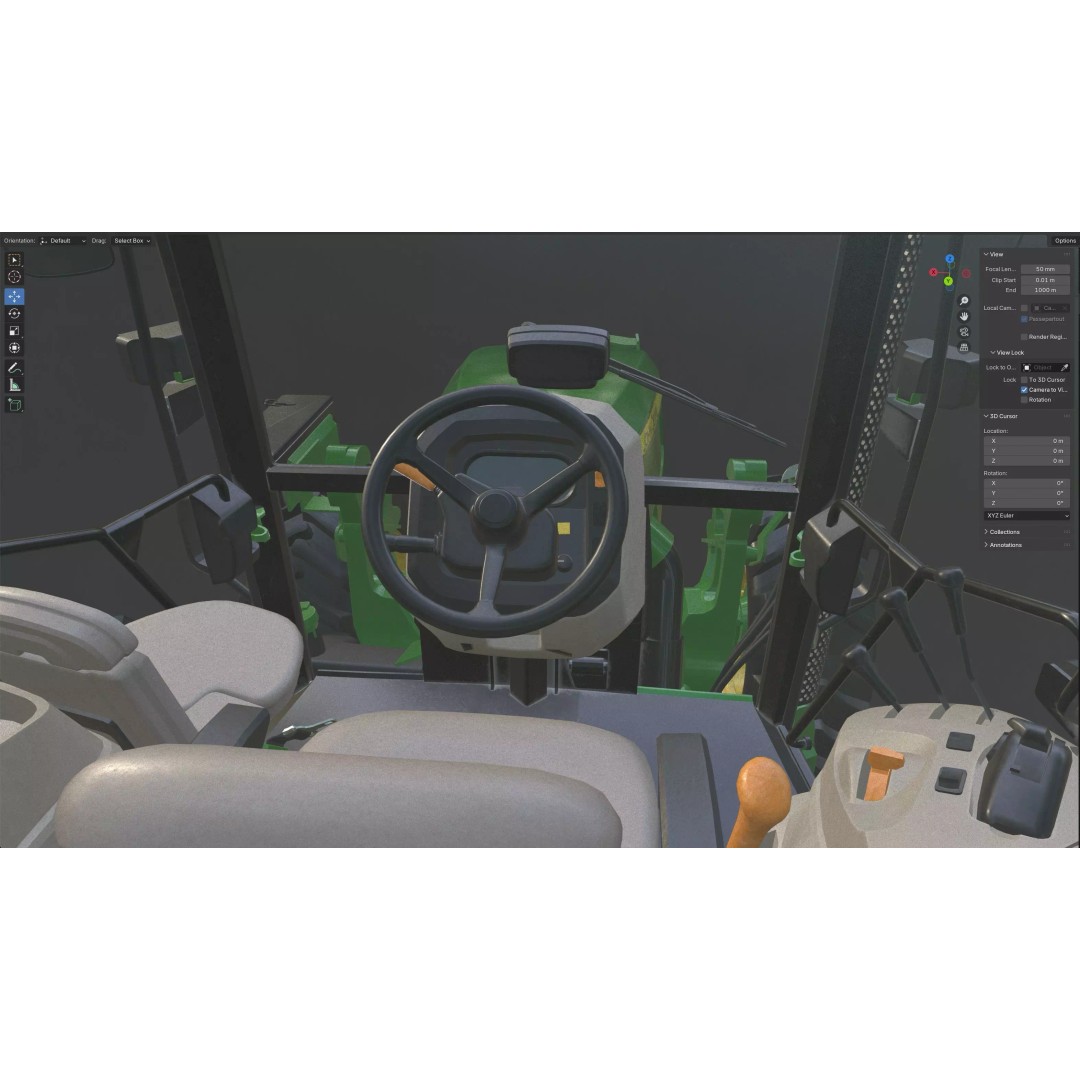 John Deere 5130M Tractor 3D Model – Low Poly PBR Game Asset, FBX, Blender - View 15