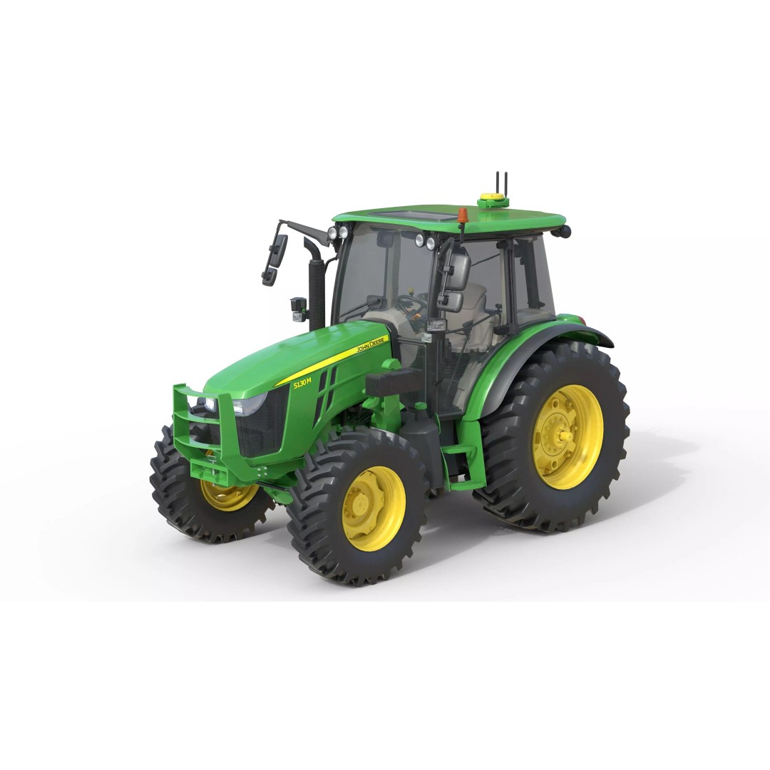 John Deere 5130M Tractor 3D Model – Low Poly PBR Game Asset, FBX, Blender - View 2
