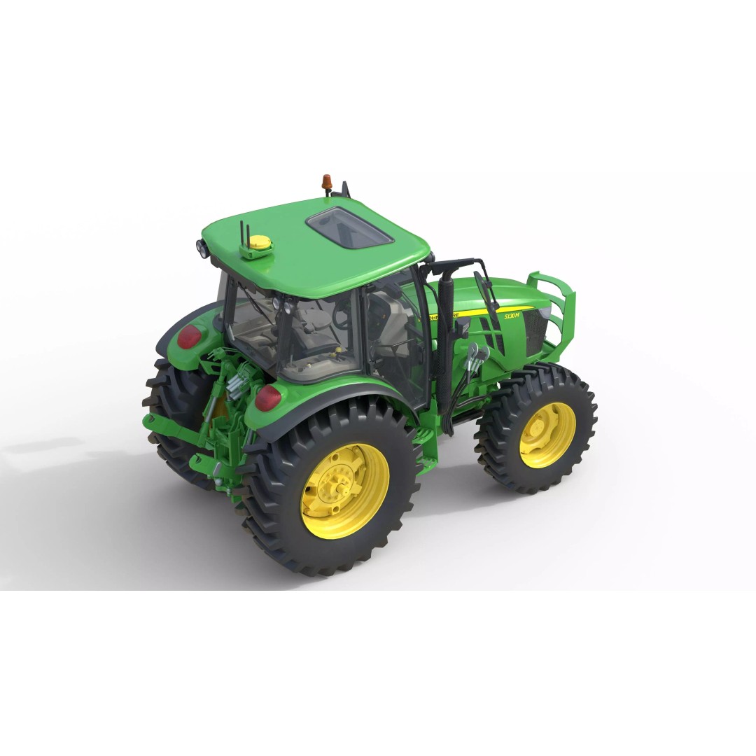John Deere 5130M Tractor 3D Model – Low Poly PBR Game Asset, FBX, Blender - View 3