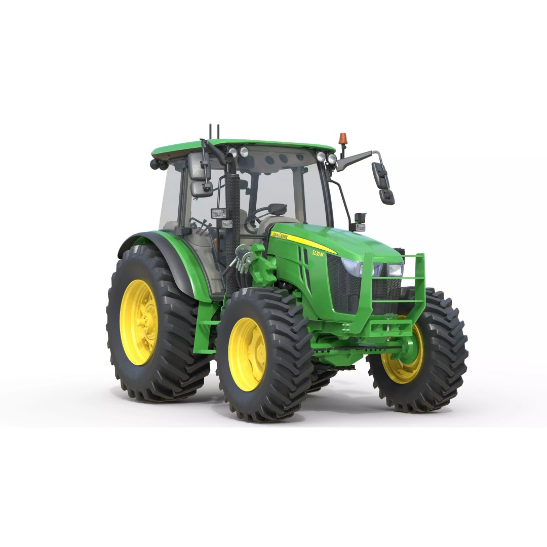 John Deere 5130M Tractor 3D Model – Low Poly PBR Game Asset, FBX, Blender - View 4