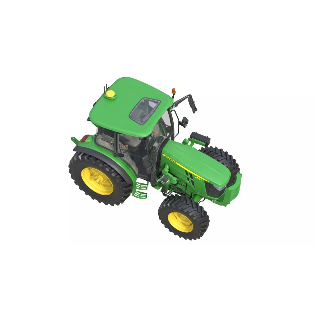 John Deere 5130M Tractor 3D Model – Low Poly PBR Game Asset, FBX, Blender - View 5