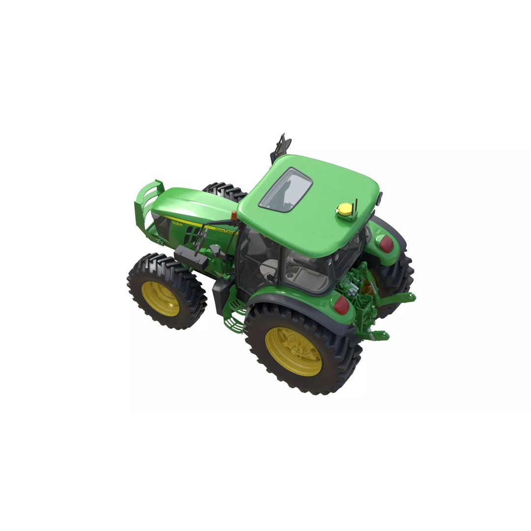 John Deere 5130M Tractor 3D Model – Low Poly PBR Game Asset, FBX, Blender - View 6