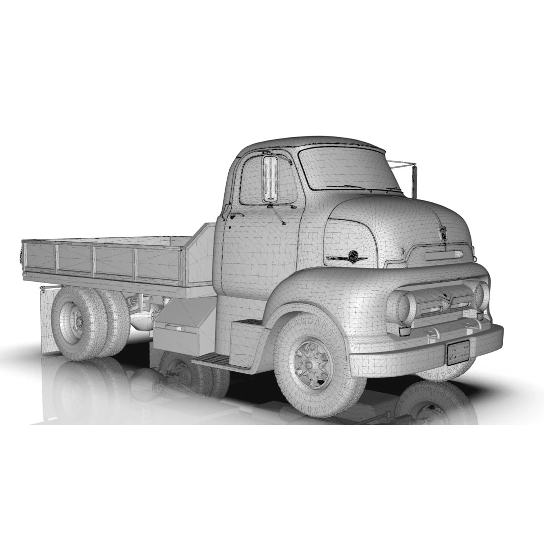 1950s COE Platform Dump Truck 3D Model – Game Ready, Blender, FBX - View 21