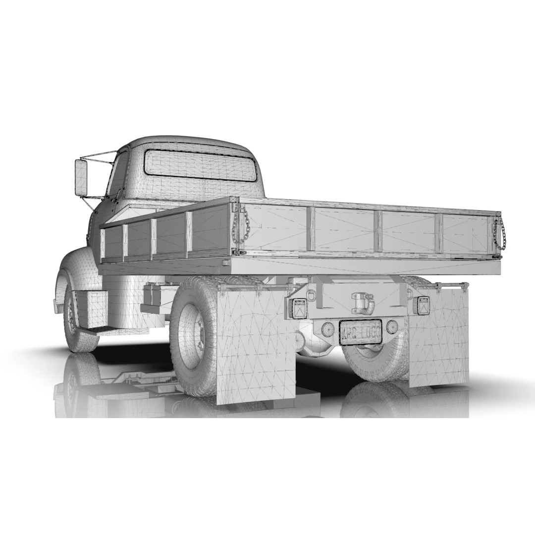 1950s COE Platform Dump Truck 3D Model – Game Ready, Blender, FBX - View 29