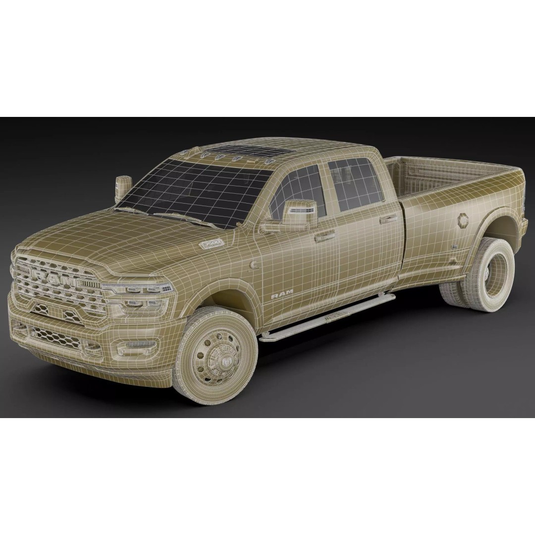 Ram 3500 HD Limited Longhorn 2025 Dually 3D Model – High Poly Vehicle, FBX, OBJ, Blender - View 39