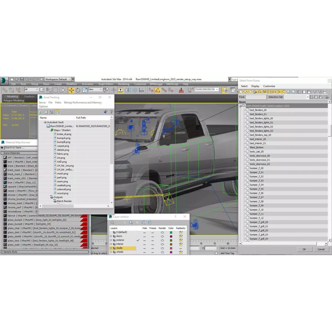 Ram 3500 HD Limited Longhorn 2025 Dually 3D Model – High Poly Vehicle, FBX, OBJ, Blender - View 43