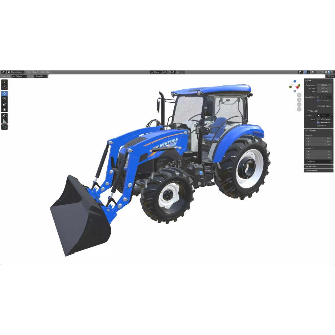 New Holland WorkMaster Utility Tractor 3D Model – Low Poly PBR Game Asset, FBX - View 13