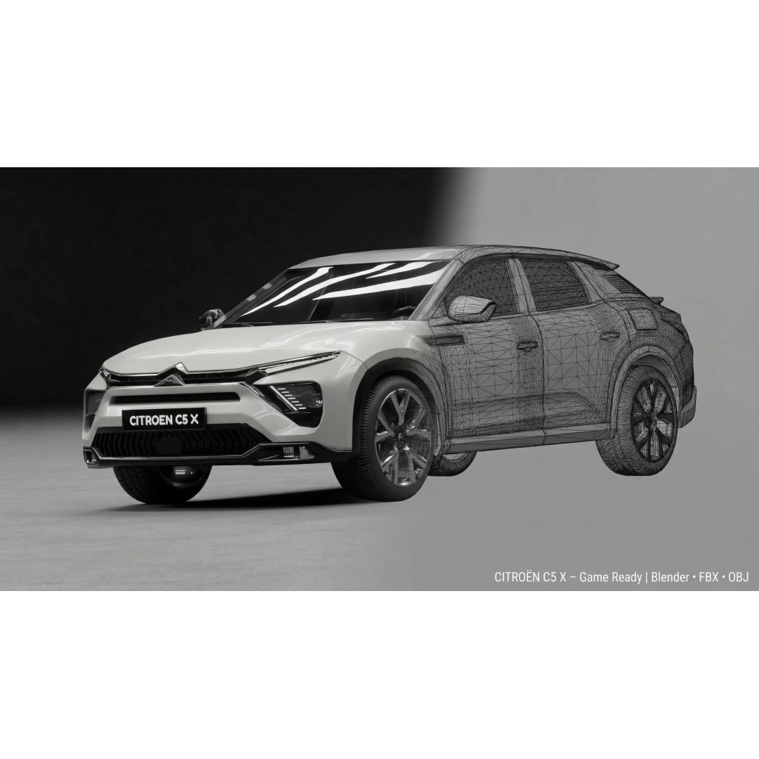 Citroën C5 X 3D Model – Low Poly Game Ready Asset for Unity & Unreal - View 2