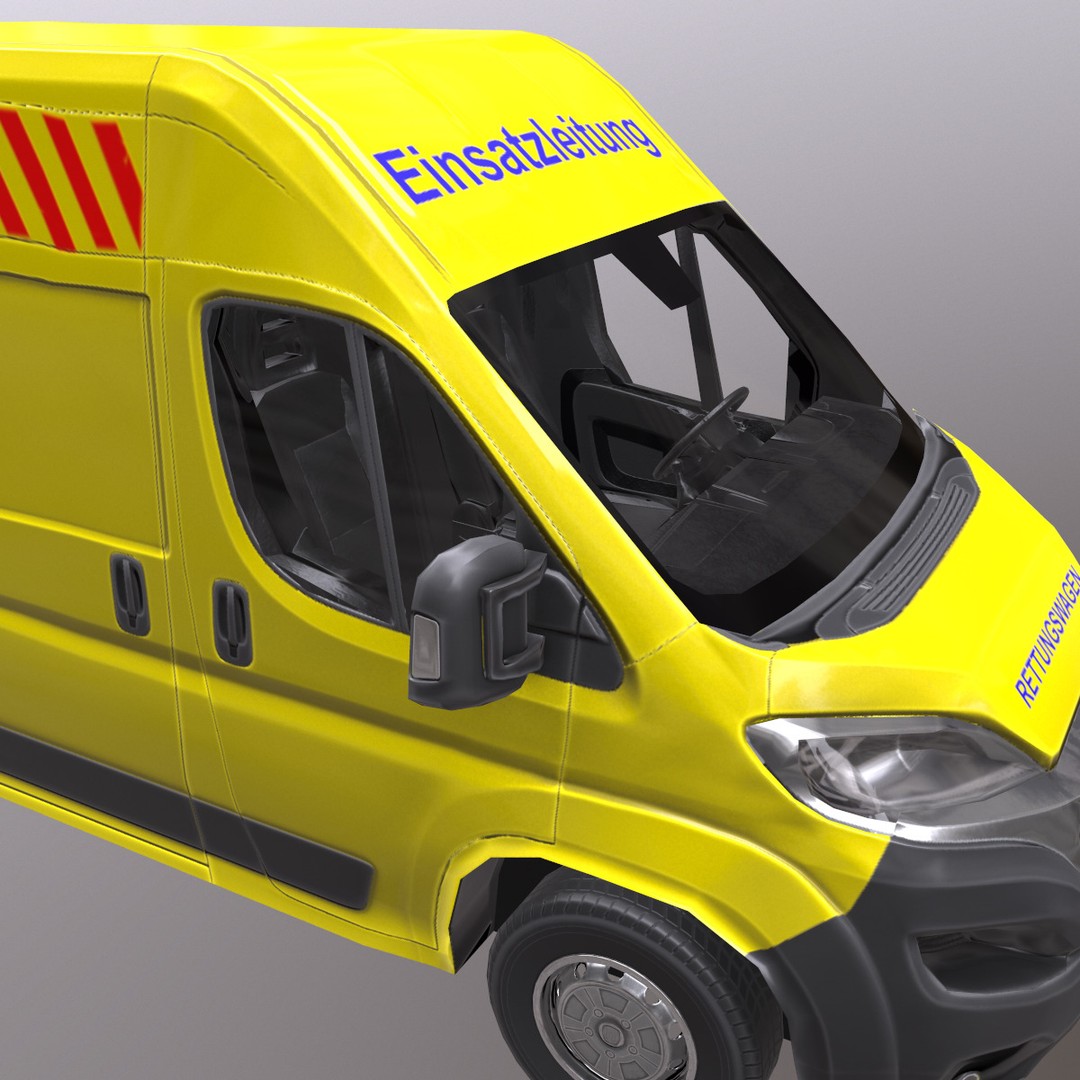 Rettungswagen 3D Model – Low Poly German Ambulance, Game Ready, FBX - View 11