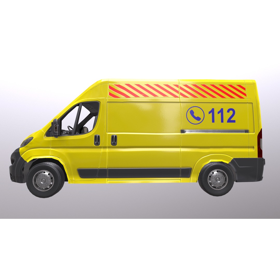 Rettungswagen 3D Model – Low Poly German Ambulance, Game Ready, FBX - View 13