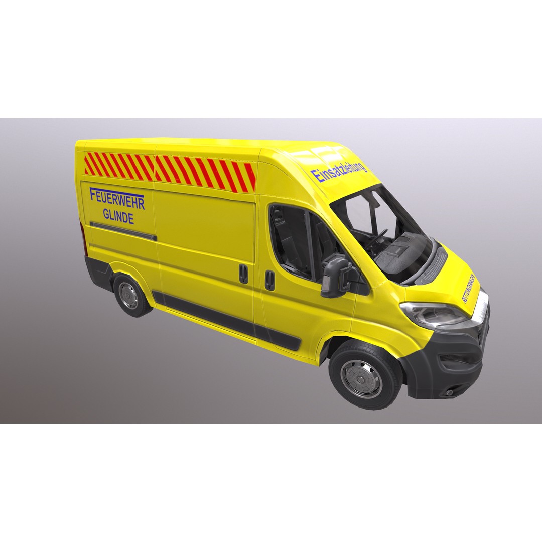 Rettungswagen 3D Model – Low Poly German Ambulance, Game Ready, FBX - View 16