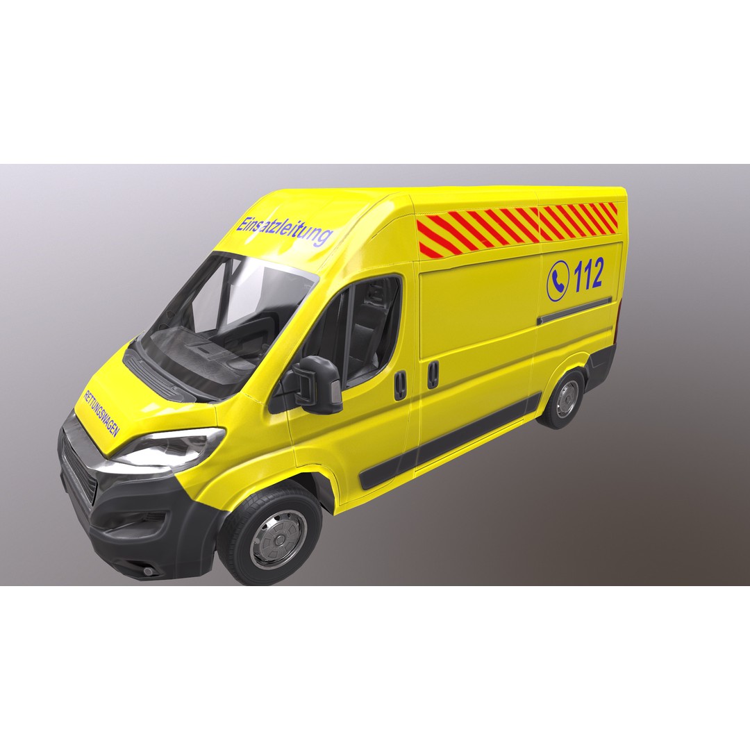 Rettungswagen 3D Model – Low Poly German Ambulance, Game Ready, FBX - View 17