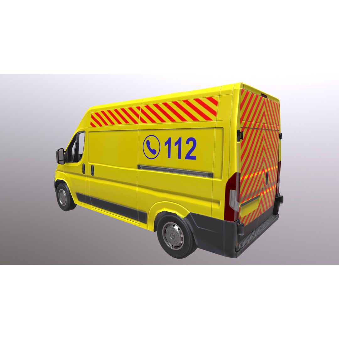 Rettungswagen 3D Model – Low Poly German Ambulance, Game Ready, FBX - View 18
