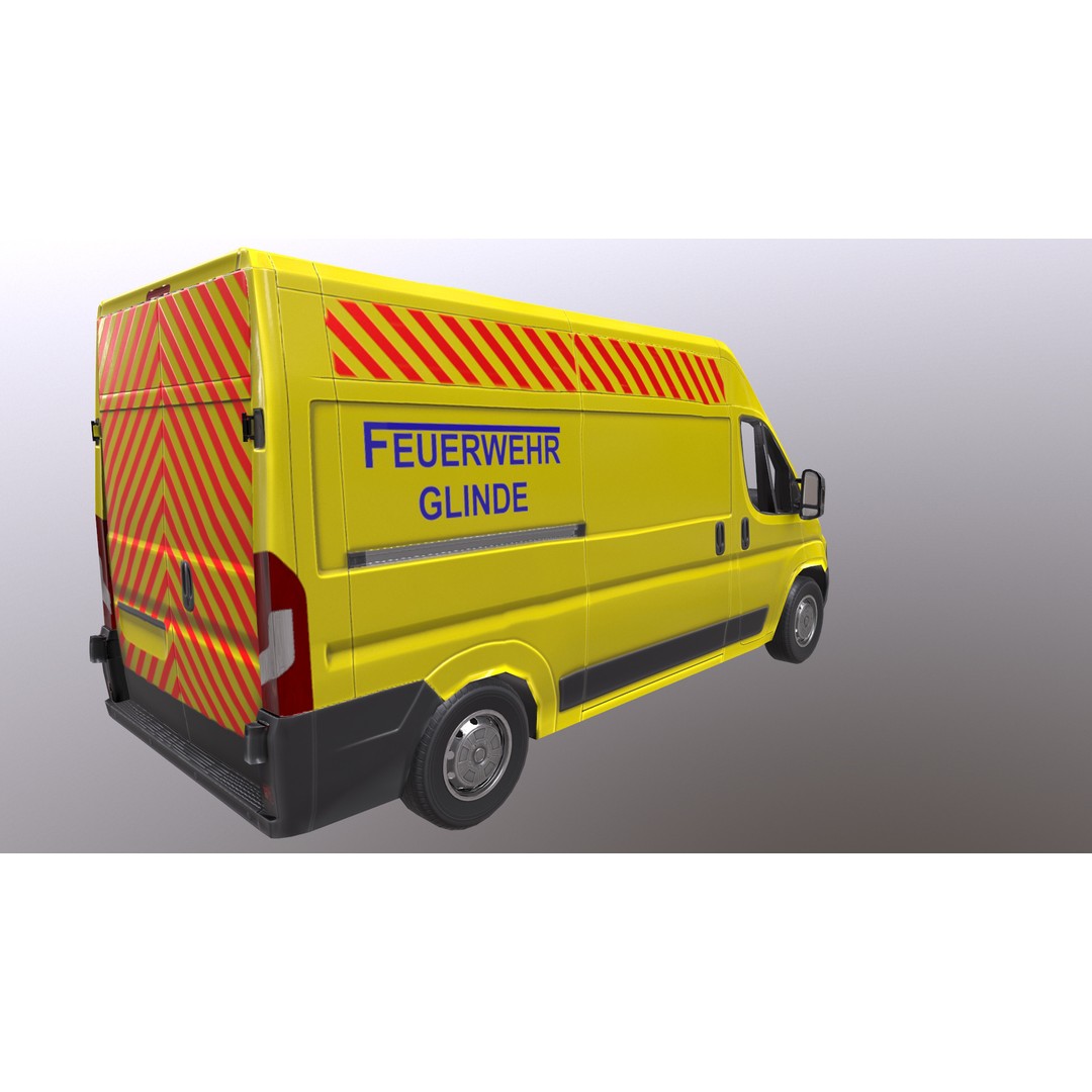 Rettungswagen 3D Model – Low Poly German Ambulance, Game Ready, FBX - View 19