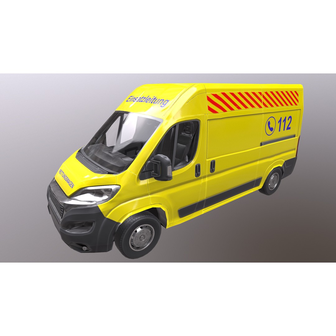 Rettungswagen 3D Model – Low Poly German Ambulance, Game Ready, FBX - View 21