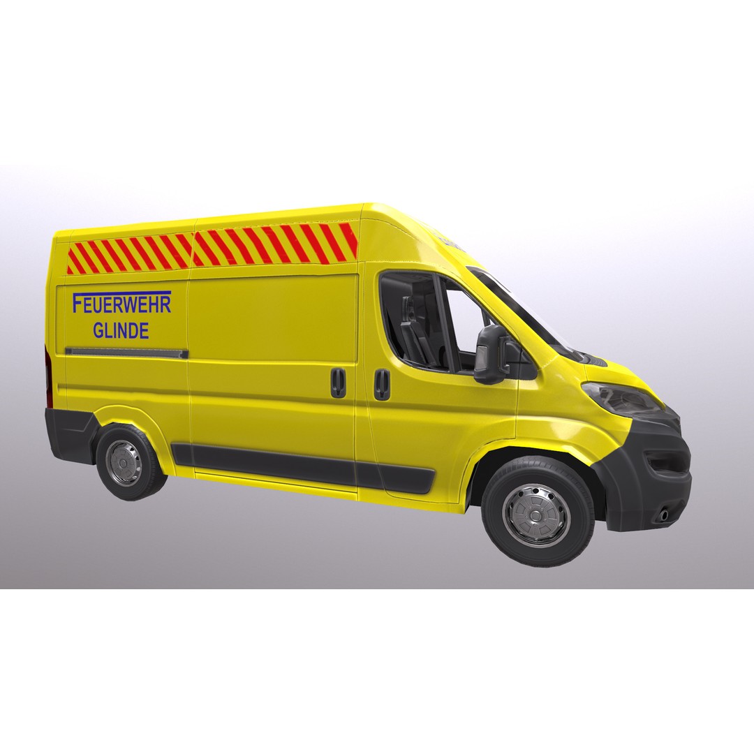 Rettungswagen 3D Model – Low Poly German Ambulance, Game Ready, FBX - View 23