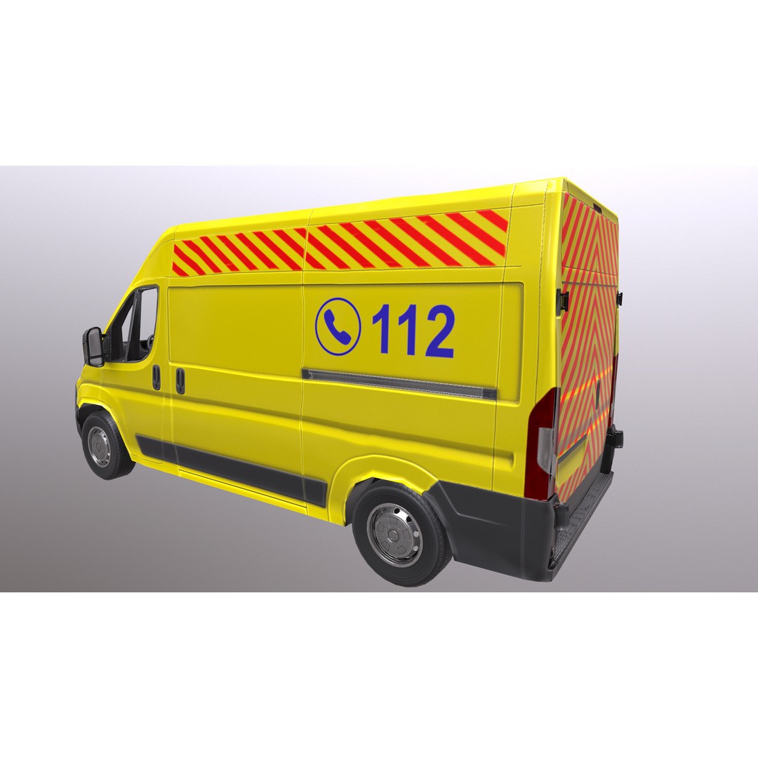 Rettungswagen 3D Model – Low Poly German Ambulance, Game Ready, FBX - View 25