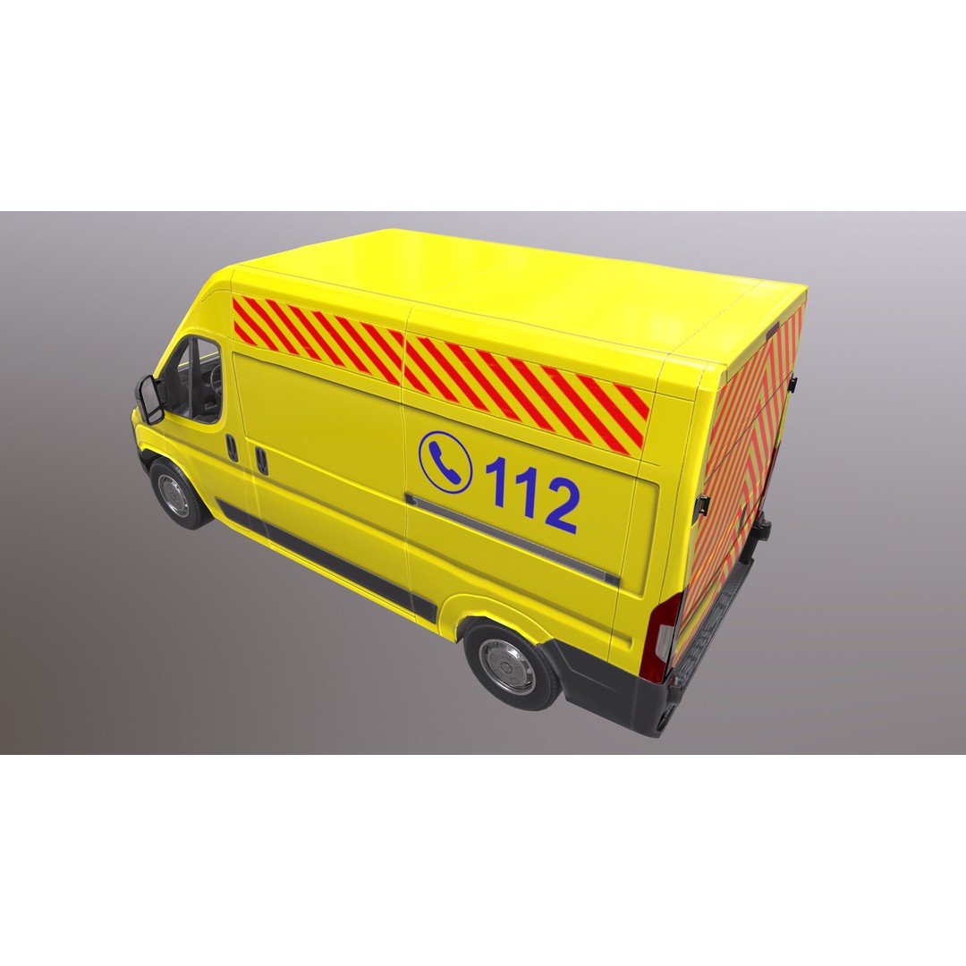 Rettungswagen 3D Model – Low Poly German Ambulance, Game Ready, FBX - View 27