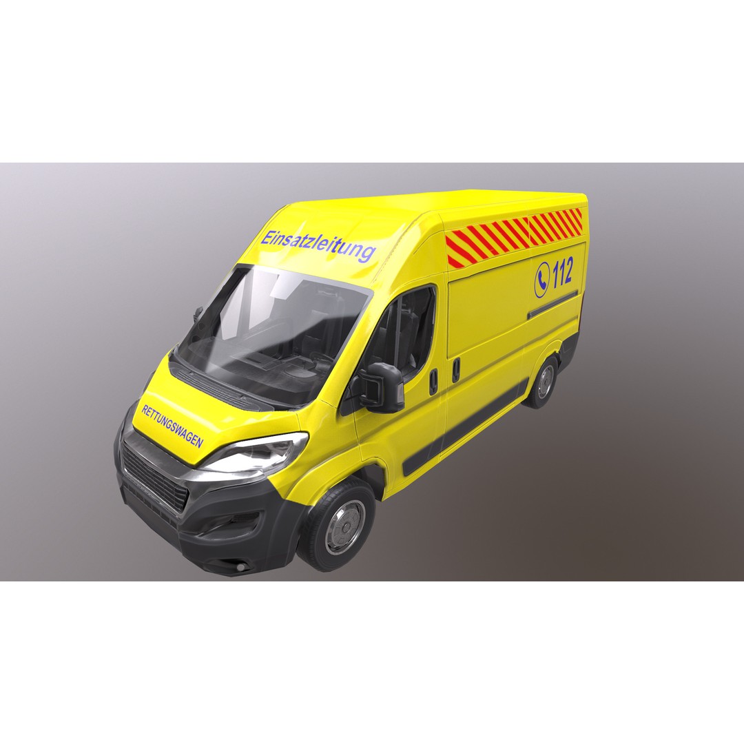 Rettungswagen 3D Model – Low Poly German Ambulance, Game Ready, FBX - View 28