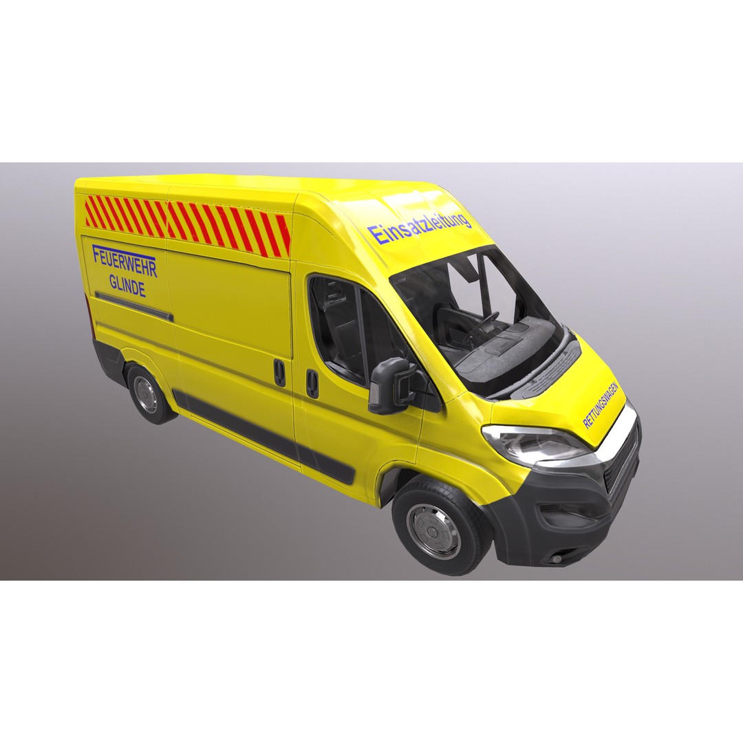 Rettungswagen 3D Model – Low Poly German Ambulance, Game Ready, FBX - View 29