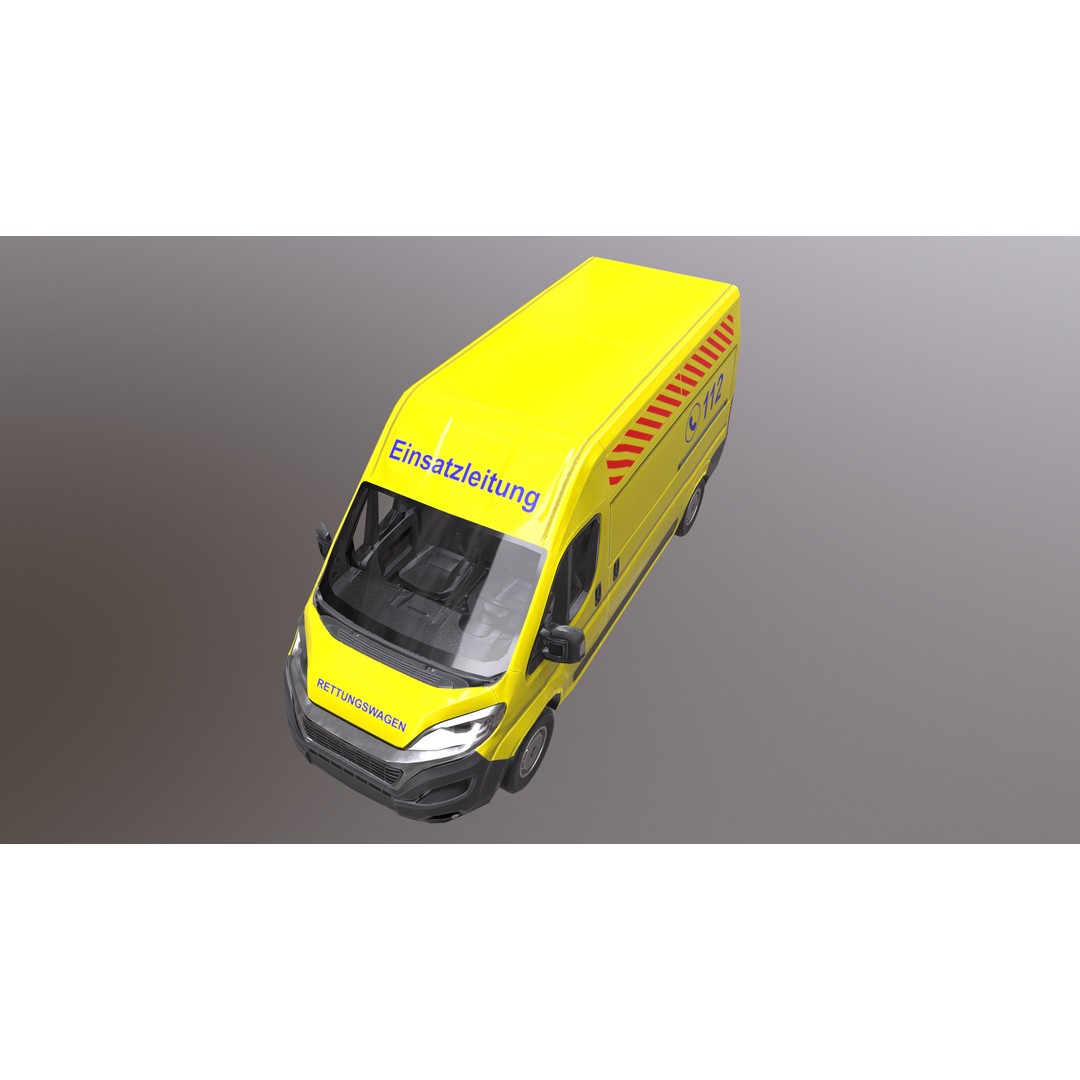 Rettungswagen 3D Model – Low Poly German Ambulance, Game Ready, FBX - View 30