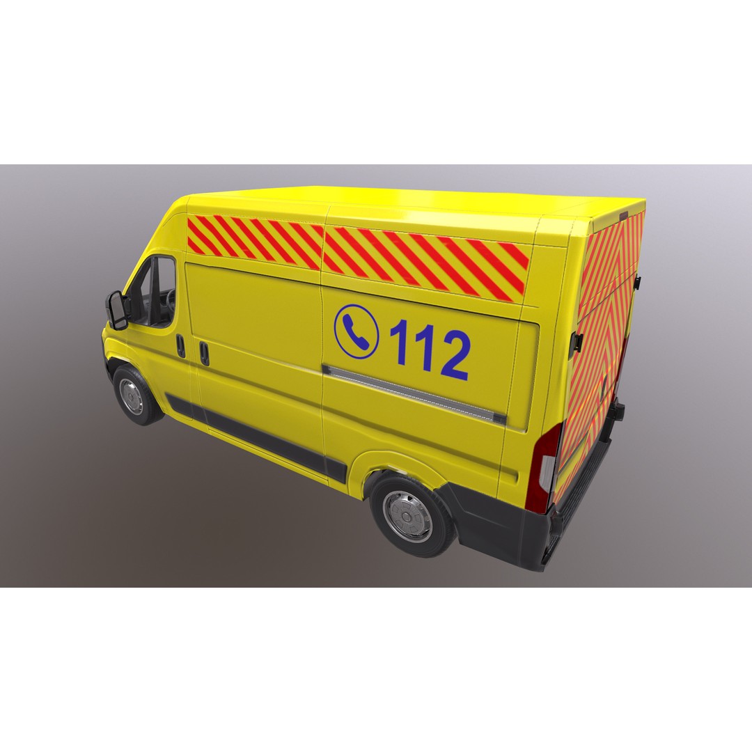 Rettungswagen 3D Model – Low Poly German Ambulance, Game Ready, FBX - View 33