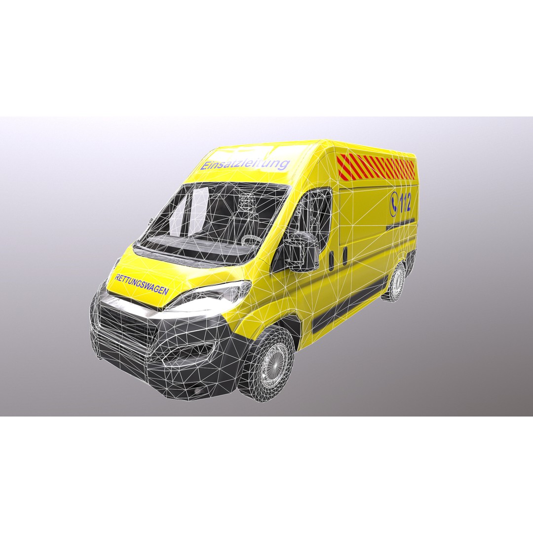 Rettungswagen 3D Model – Low Poly German Ambulance, Game Ready, FBX - View 34