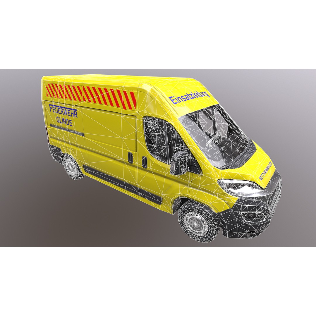 Rettungswagen 3D Model – Low Poly German Ambulance, Game Ready, FBX - View 35