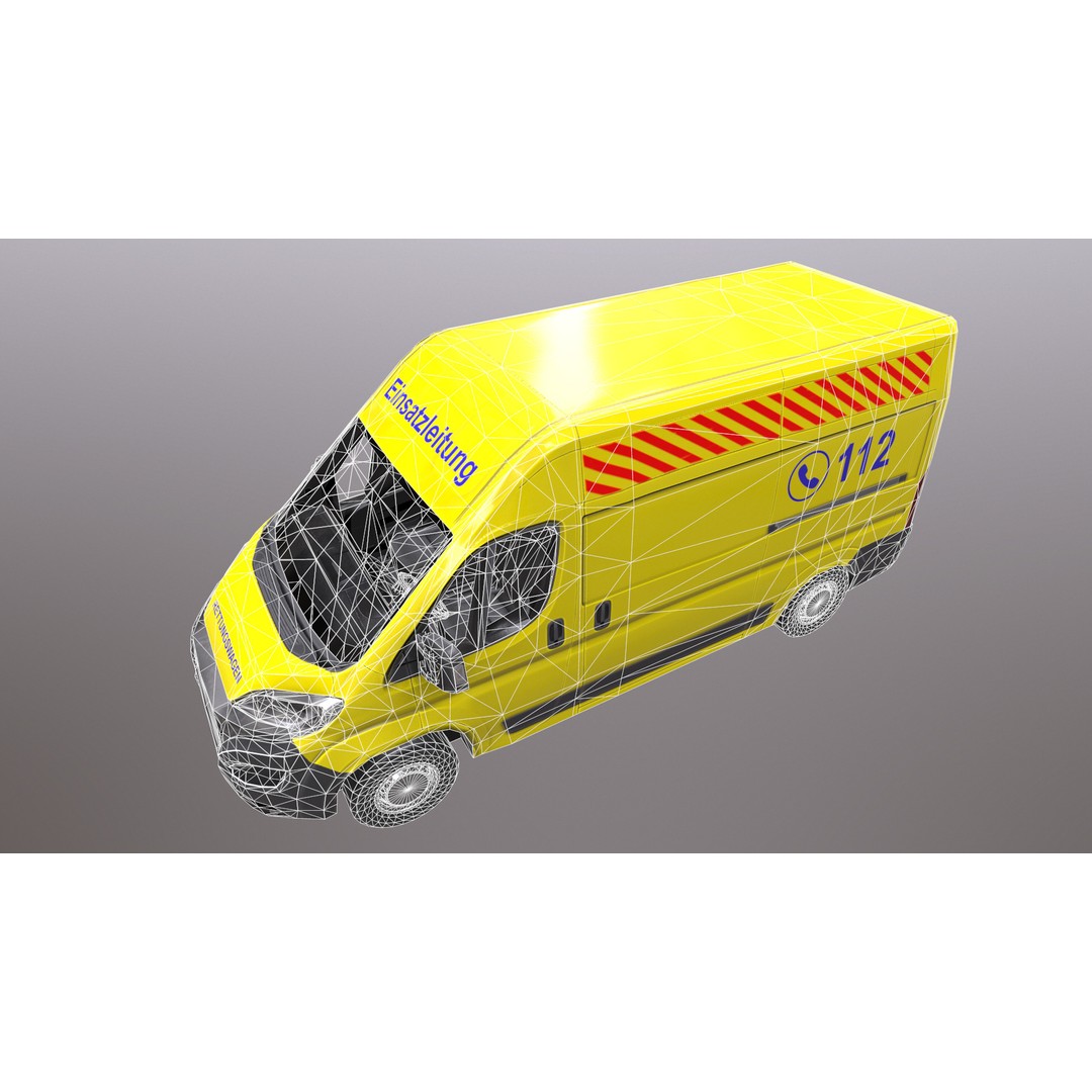 Rettungswagen 3D Model – Low Poly German Ambulance, Game Ready, FBX - View 39