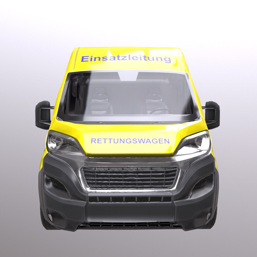 Rettungswagen 3D Model – Low Poly German Ambulance, Game Ready, FBX - View 5