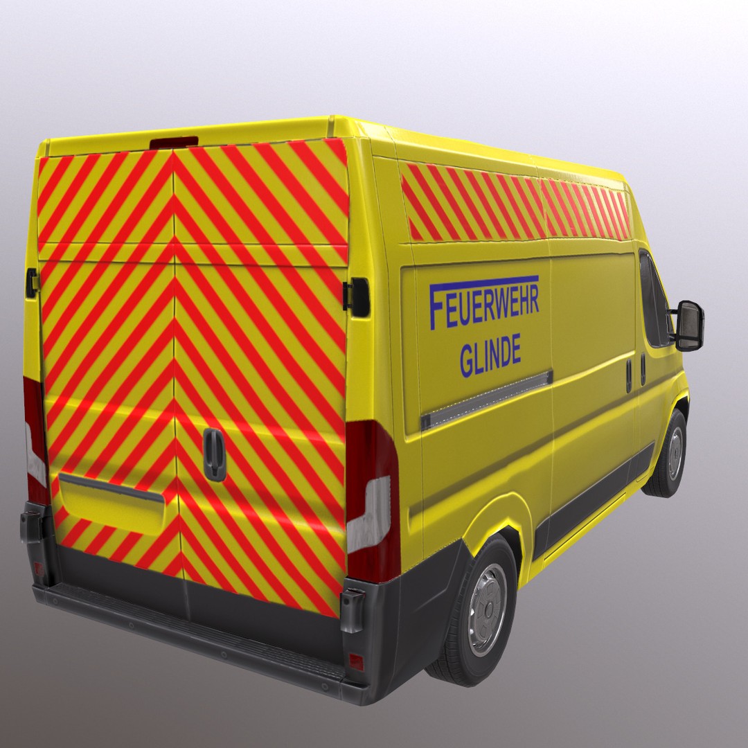 Rettungswagen 3D Model – Low Poly German Ambulance, Game Ready, FBX - View 6